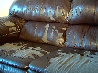 Woman's 'leather' couch peeling after 3 years